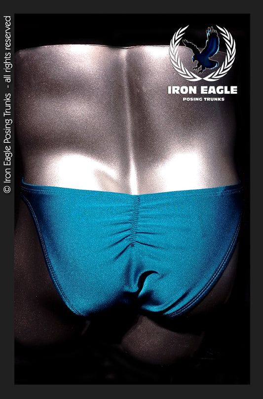 Teal Satin Lycra Posing Trunks