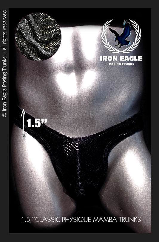 Pro Classic Physique Trunks - 1.5'' Black Mamba Velvet