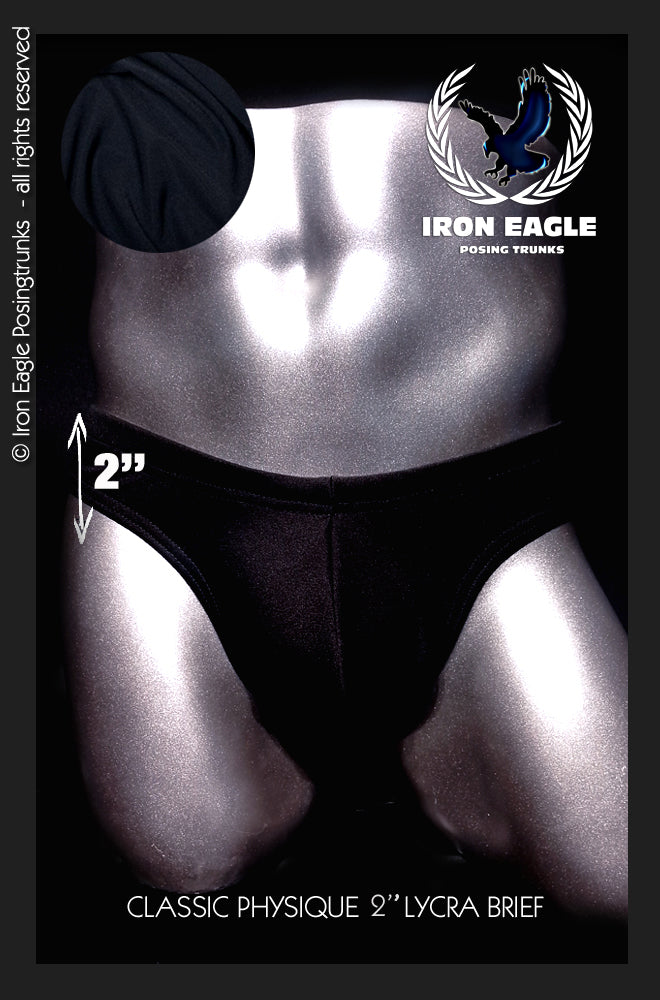 Pro Classic Physique Briefs - 2'' Black Italian Lycra