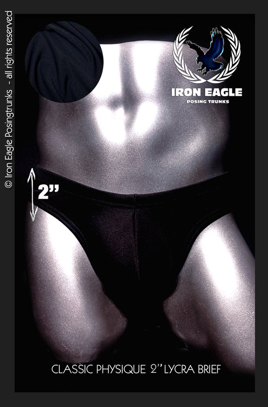 Pro Classic Physique Briefs - 2'' Black Italian Lycra