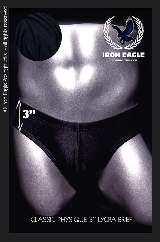 Classic Physique Briefs - 3'' Black Italian Lycra