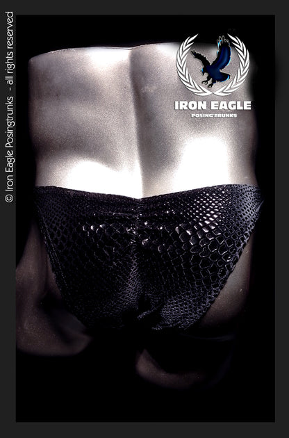 Iron Eagle Black Snakeskin Velvet Posing Trunks