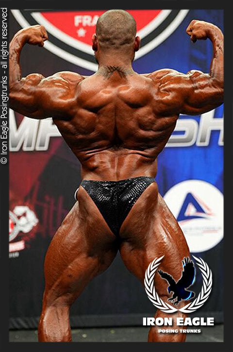 Iron Eagle Black Snakeskin Velvet Posing Trunks