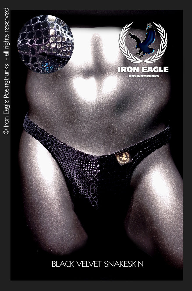 Iron Eagle Black Snakeskin Velvet Posing Trunks