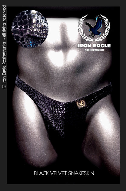 Iron Eagle Black Snakeskin Velvet Posing Trunks