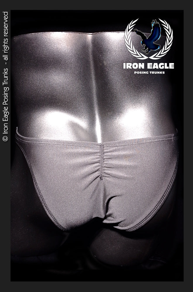 Silver Grey Satin Lycra Posing Trunks