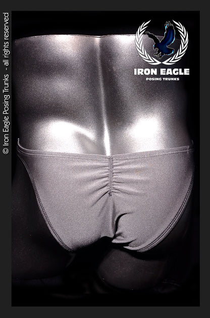 Silver Grey Satin Lycra Posing Trunks