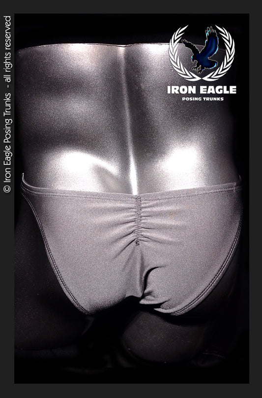 Silver Grey Satin Lycra Posing Trunks