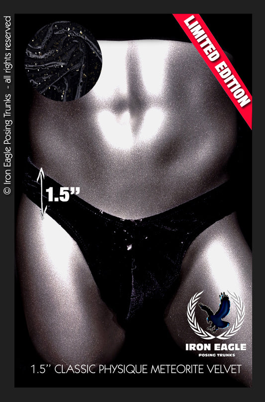 Pro Classic Physique Trunks - 1.5'' Black Meteorite Velvet